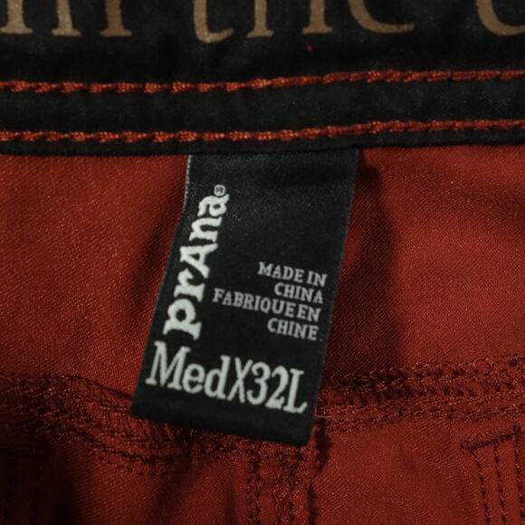 Prana Pants Mens 34x32 Red Cargo Straight Stretch Nylon Trail Hike Outdoors - Picture 10 of 14